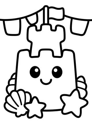 Desenho de Cute Sandcastle para colorir e imprimir grátis