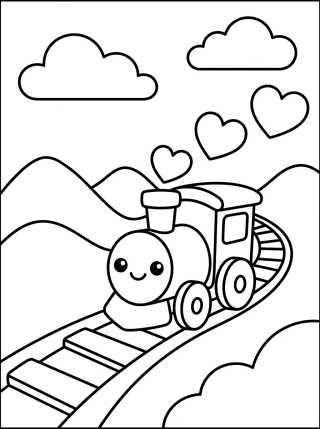 Desenho de Cute Train in the Mountains para colorir e imprimir grátis