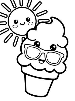 Desenho de Cute Summer Ice Cream para colorir e imprimir grátis