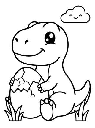 Desenho de Smiling Baby T-Rex para colorir e imprimir grátis