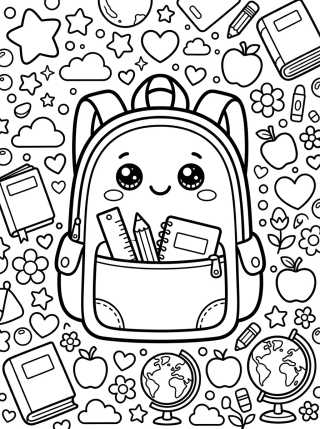 Desenho de Smiling School Bag para colorir e imprimir grátis