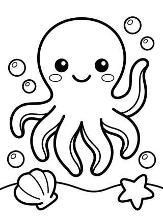Desenho de Happy Cute Octopus para colorir e imprimir grátis