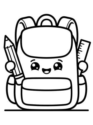 Desenho de Kawaii School Backpack para colorir e imprimir grátis