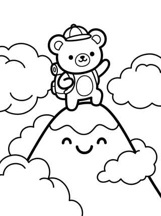 Cute Bear Mountain Climber para colorir Desenho de Cute Bear Mountain Climber para colorir e imprimir grátis
