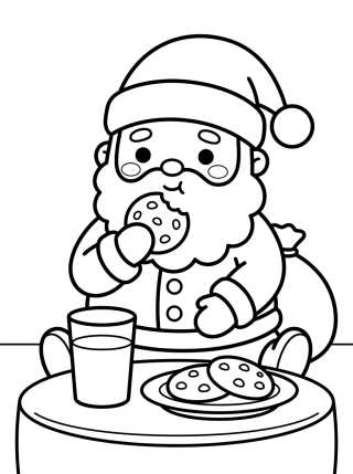 Desenho de Santa Claus Eating Milk and Cookies para colorir e imprimir grátis