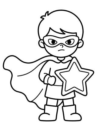 Desenho de Little Superhero with Cape para colorir e imprimir grátis