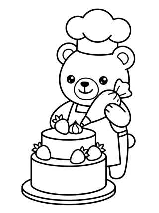 Desenho de Pastry Chef Bobbie Baking a Cake para colorir e imprimir grátis