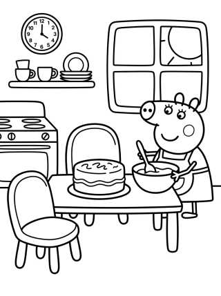 Desenho de Peppa Pig's House Kitchen para colorir e imprimir grátis