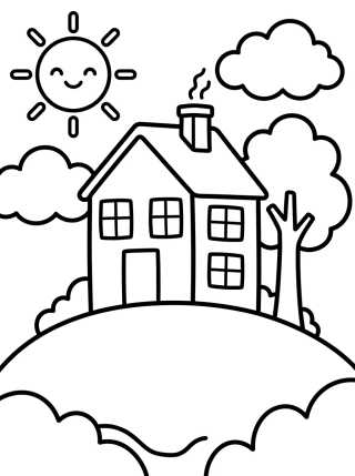Desenho de Peppa’s House on the Hill para colorir e imprimir grátis
