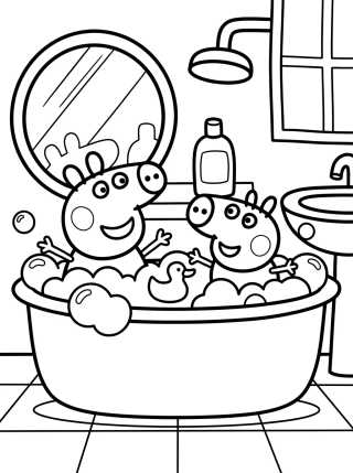 Desenho de Bath Time at Peppa's House para colorir e imprimir grátis