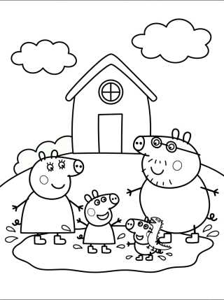 Desenho de Peppa's House Garden with Muddy Puddles para colorir e imprimir grátis