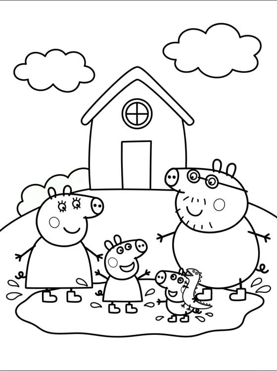 Desenho de Peppa's House Garden with Muddy Puddles para colorir e imprimir grátis