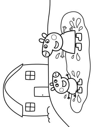 Desenho de Peppa's House Garden with Muddy Puddles para colorir e imprimir grátis