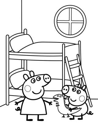 Desenho de Peppa and George's Bedroom para colorir e imprimir grátis