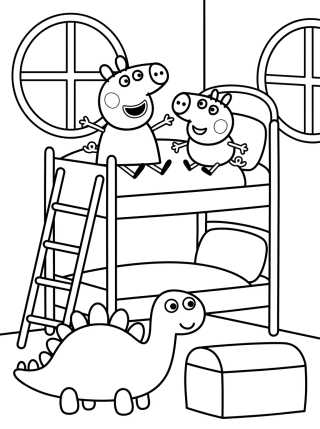 Desenho de Peppa and George's Bedroom with Bunk Bed para colorir e imprimir grátis