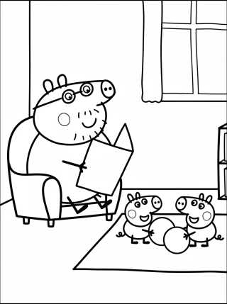 Desenho de Peppa Pig's Living Room para colorir e imprimir grátis