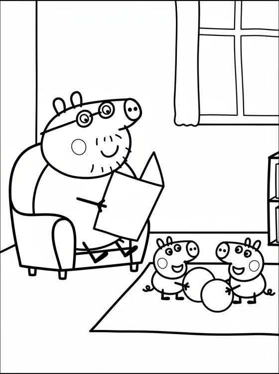Desenho de Peppa Pig's Living Room para colorir e imprimir grátis