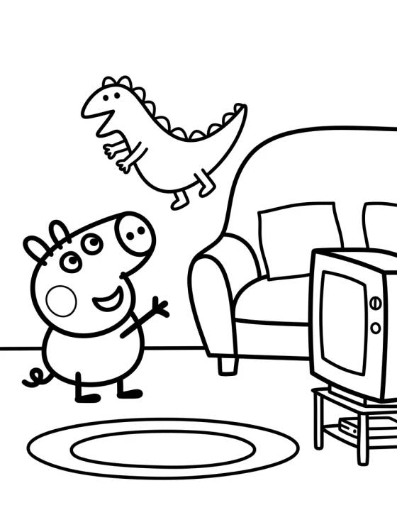 Desenho de Peppa's House Living Room para colorir e imprimir grátis