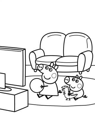 Desenho de Peppa's House Living Room para colorir e imprimir grátis