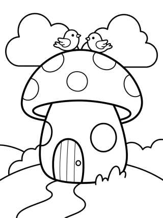 Desenho de Cozy Mushroom House para colorir e imprimir grátis
