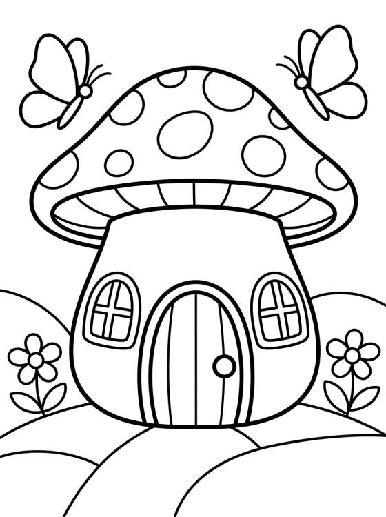 Desenho de Enchanted Mushroom Cottage para colorir e imprimir grátis