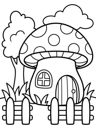 Desenho de Cozy Mushroom House para colorir e imprimir grátis