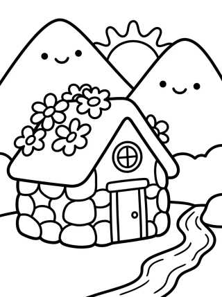 Desenho de Stone Mountain Cottage para colorir e imprimir grátis