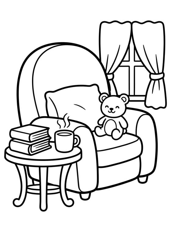 Desenho de Reading Corner by the Armchair para colorir e imprimir grátis