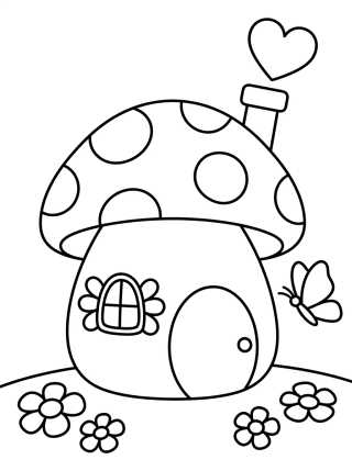 Desenho de Cozy Mushroom House para colorir e imprimir grátis