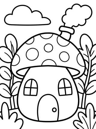 Desenho de Cozy Mushroom House para colorir e imprimir grátis