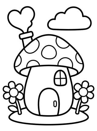 Desenho de Cozy Mushroom House para colorir e imprimir grátis