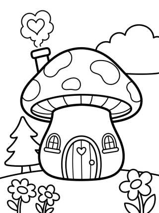 Desenho de Enchanted Mushroom House para colorir e imprimir grátis