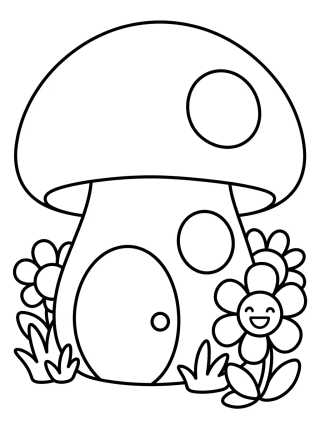 Desenho de Mushroom House in the Garden para colorir e imprimir grátis