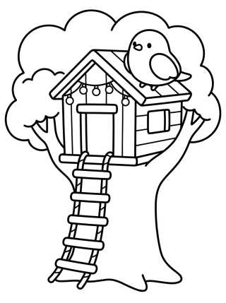 Desenho de Cute Little Treehouse para colorir e imprimir grátis