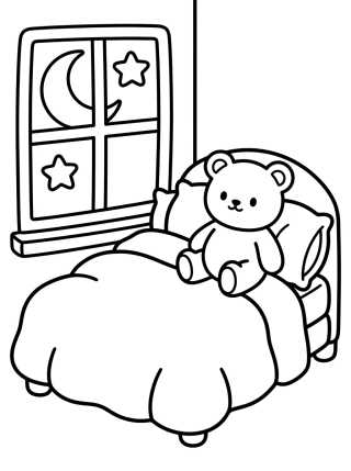 Desenho de Sweet Dreams Cozy Bedroom para colorir e imprimir grátis