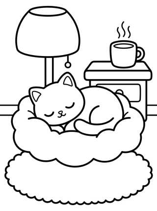 Desenho de Cozy Kitty Bedroom para colorir e imprimir grátis