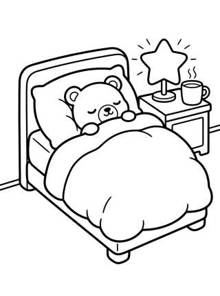 Desenho de Cozy Bear's Bedroom para colorir e imprimir grátis