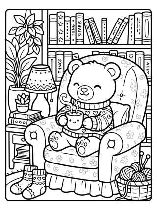 Desenho de Cozy Bear in an Armchair para colorir e imprimir grátis