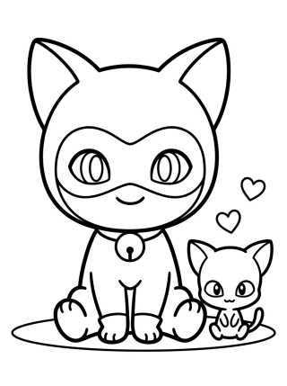 Desenho de Chibi Cat Noir with Plagg para colorir e imprimir grátis