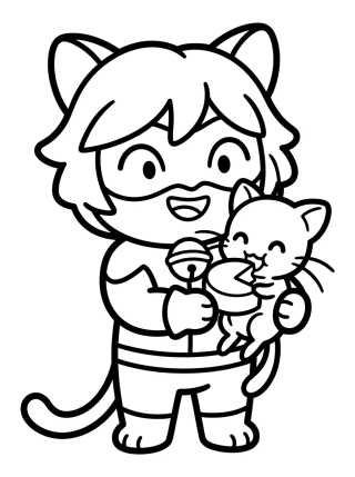 Desenho de Cat Noir with Plagg para colorir e imprimir grátis