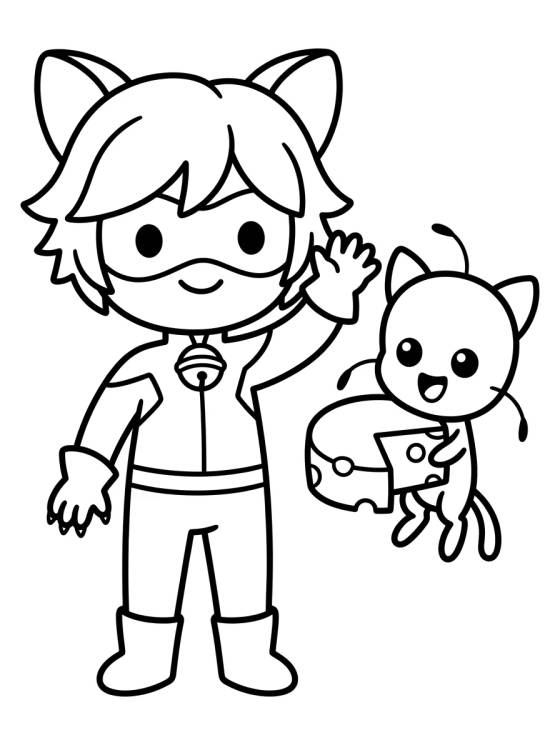 Desenho de Cat Noir with Plagg para colorir e imprimir grátis
