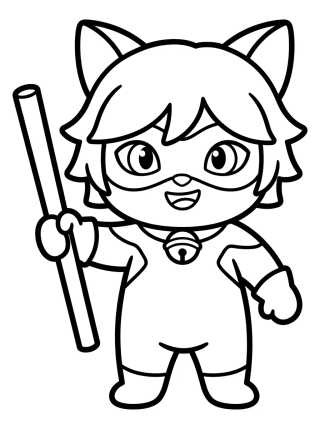 Desenho de Cat Noir with his Staff para colorir e imprimir grátis