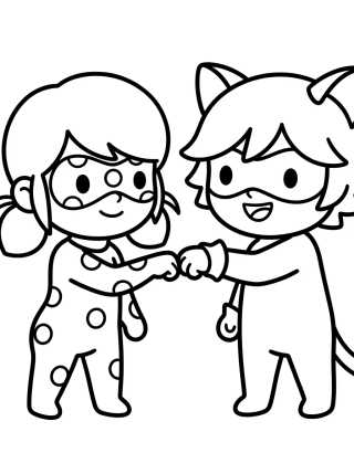 Desenho de Cat Noir and Ladybug Together para colorir e imprimir grátis