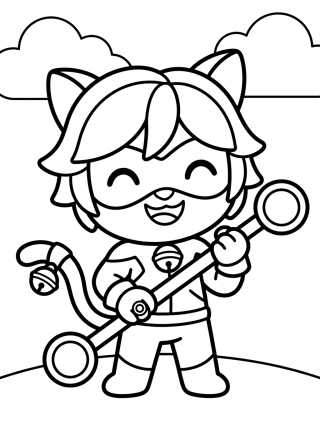 Desenho de Smiling Cat Noir with Staff para colorir e imprimir grátis