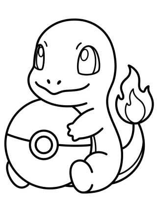 Desenho de Charmander Hugging a Poké Ball para colorir e imprimir grátis