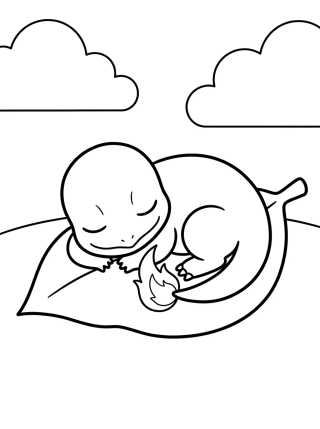 Desenho de Baby Charmander Sleeping in the Forest para colorir e imprimir grátis