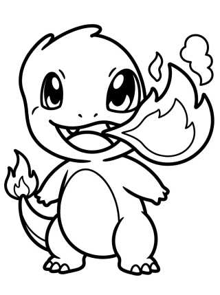 Desenho de Baby Charmander Breathing Fire para colorir e imprimir grátis