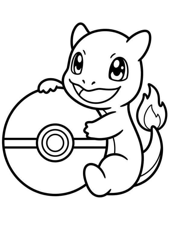 Charmander with Poké Ball para colorir Desenho de Charmander with Poké Ball para colorir e imprimir grátis
