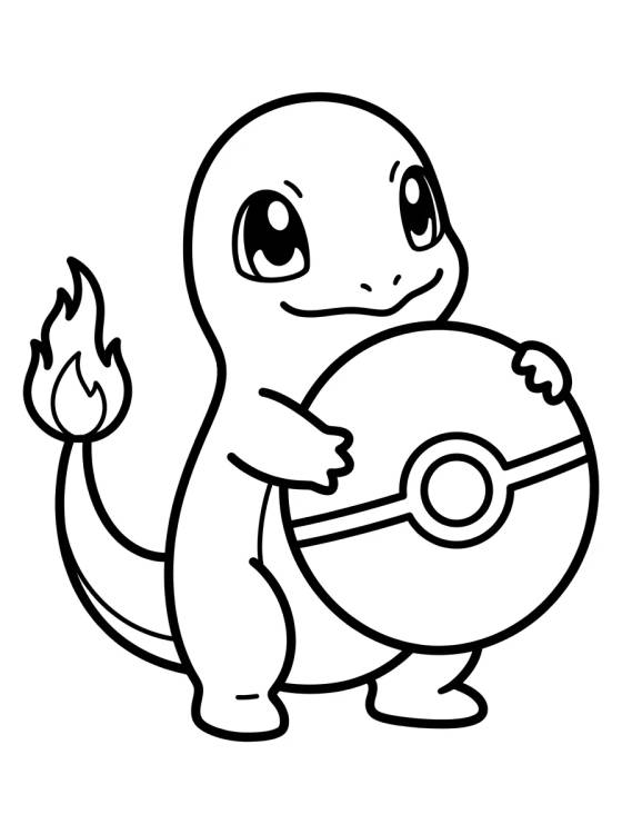 Desenho de Charmander with Poké Ball para colorir e imprimir grátis