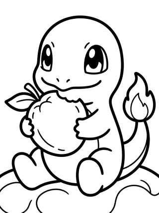 Desenho de Charmander Eating a Berry para colorir e imprimir grátis